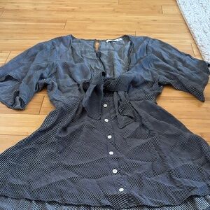 Faithful the brand Striped Button-Down Dress with tie front